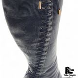  |SIZE 36| SERGIO ROSSI BLACK LIZARD-PRINTED KNEE HIGH BOOT Z36-8179 