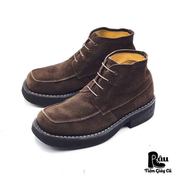  |SIZE 39| DIEBA BY CARLOS MANUEL DARK BROWN SUEDE SQUARE-TOE LACE-UP BOOT AX39-8181 