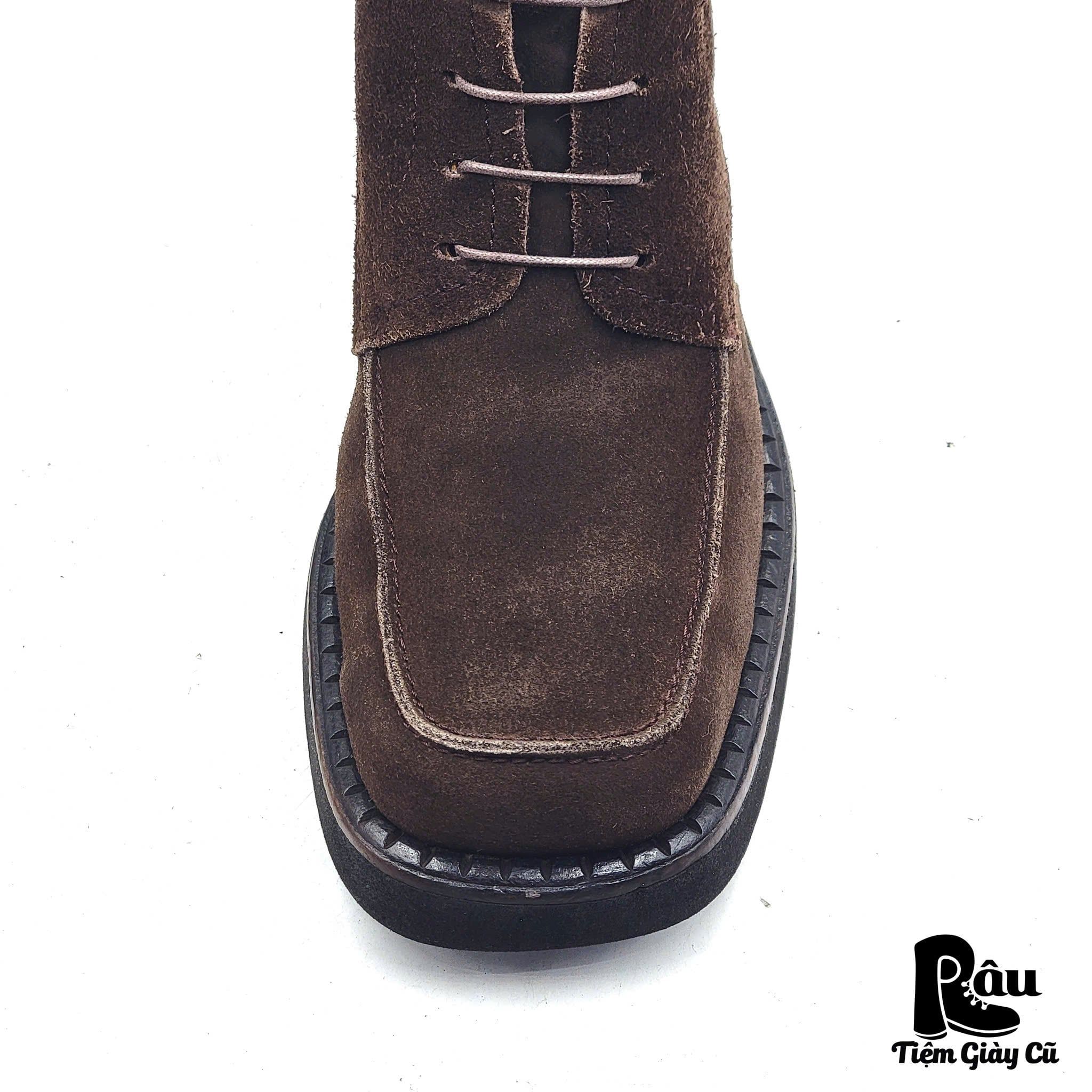  |SIZE 39| DIEBA BY CARLOS MANUEL DARK BROWN SUEDE SQUARE-TOE LACE-UP BOOT AX39-8181 