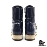  |SIZE 39| AQUATALIA PATENT LEATHER SIDE-ZIP COMBAT LACE-UP BOOT AX39-8192 
