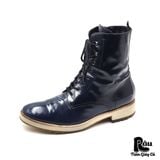  |SIZE 39| AQUATALIA PATENT LEATHER SIDE-ZIP COMBAT LACE-UP BOOT AX39-8192 