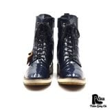  |SIZE 39| AQUATALIA PATENT LEATHER SIDE-ZIP COMBAT LACE-UP BOOT AX39-8192 