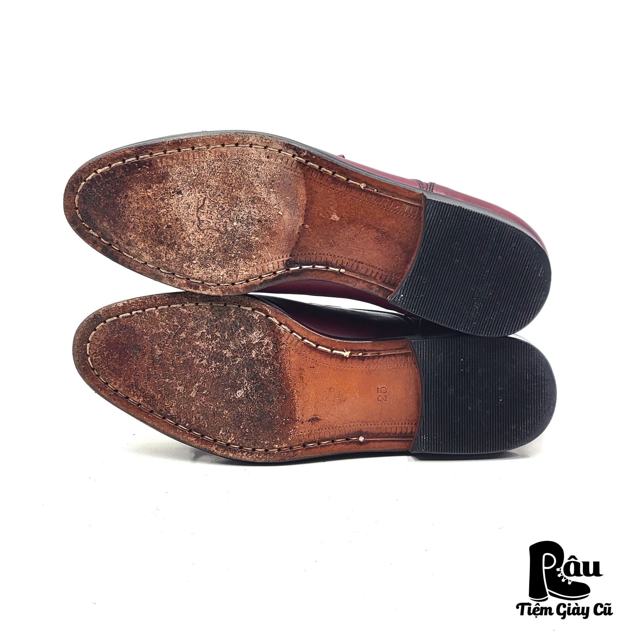  |SIZE 38.5| AGRESSIOR VINTAGE JAPANESE BURGUNDY BUCKLE OXFORD SHOES AX38.5-8194 