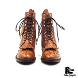 |SIZE 38| LUCCHESE F7037 FULL QUILL OSTRICT LACE-UP ROPER BOOT AX38-8187 