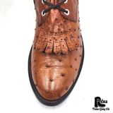  |SIZE 38| LUCCHESE F7037 FULL QUILL OSTRICT LACE-UP ROPER BOOT AX38-8187 