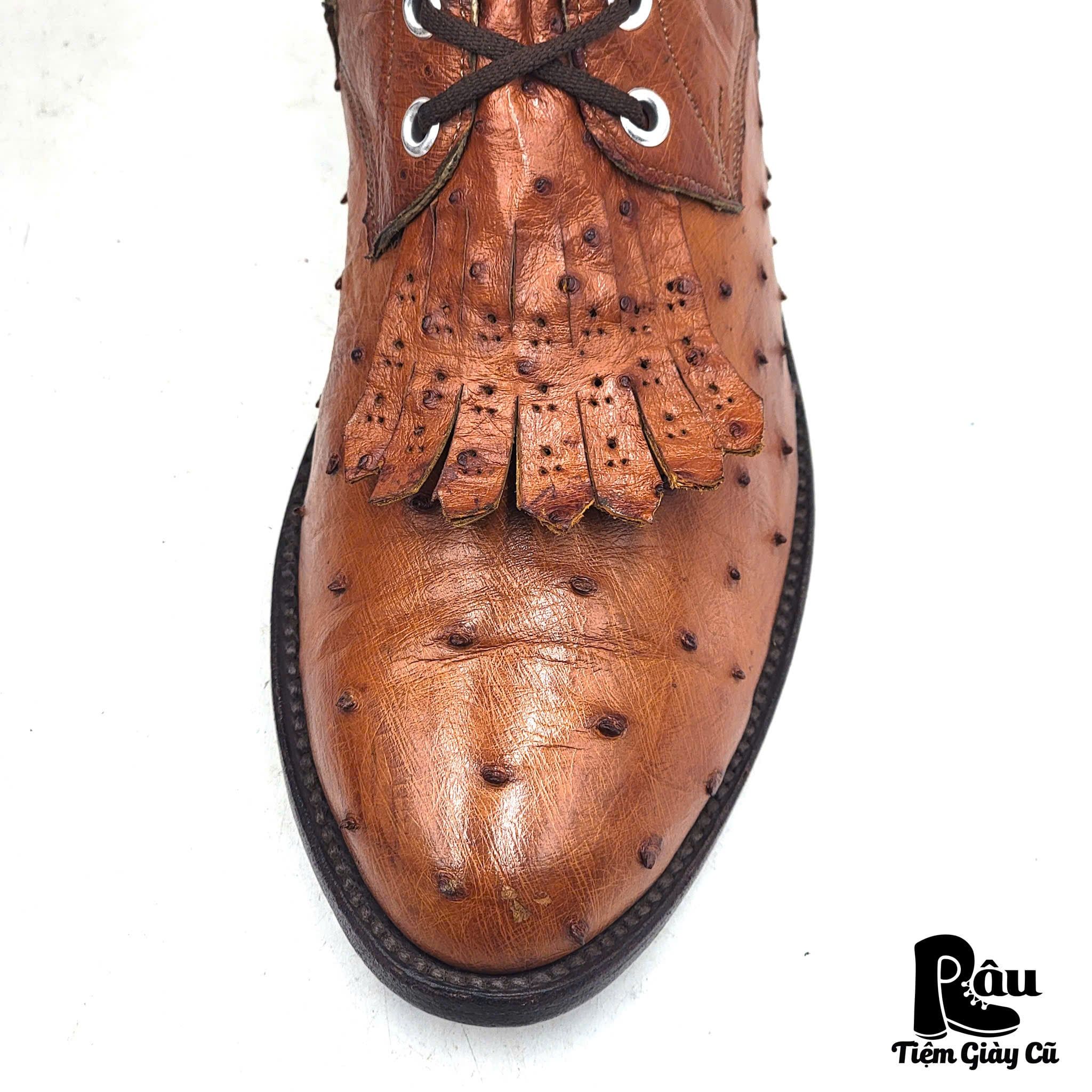  |SIZE 38| LUCCHESE F7037 FULL QUILL OSTRICT LACE-UP ROPER BOOT AX38-8187 