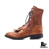  |SIZE 38| LUCCHESE F7037 FULL QUILL OSTRICT LACE-UP ROPER BOOT AX38-8187 