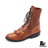  |SIZE 38| LUCCHESE F7037 FULL QUILL OSTRICT LACE-UP ROPER BOOT AX38-8187 