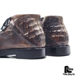  |SIZE 43| VINTAGE ITALIAN EMBOSSED DISTRESSED LEATHER LACE-UP BOOT (IPR SOLE) AX43-8189 