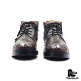  |SIZE 43| VINTAGE ITALIAN EMBOSSED DISTRESSED LEATHER LACE-UP BOOT (IPR SOLE) AX43-8189 