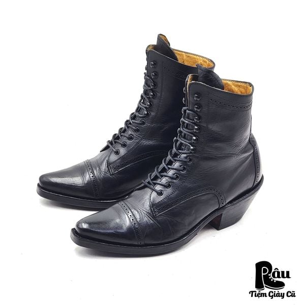  |SIZE 38.5| SENDRA 2868 BLACK POINTED LACE-UP WESTERN BOOT AX38.5-8200 