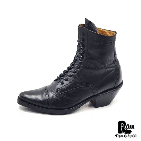  |SIZE 38.5| SENDRA 2868 BLACK POINTED LACE-UP WESTERN BOOT AX38.5-8200 