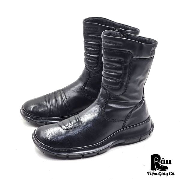  |SIZE 43| BLACK SIDE-ZIP ANKLE BIKER BOOT AX43-8197 