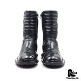  |SIZE 43| BLACK SIDE-ZIP ANKLE BIKER BOOT AX43-8197 