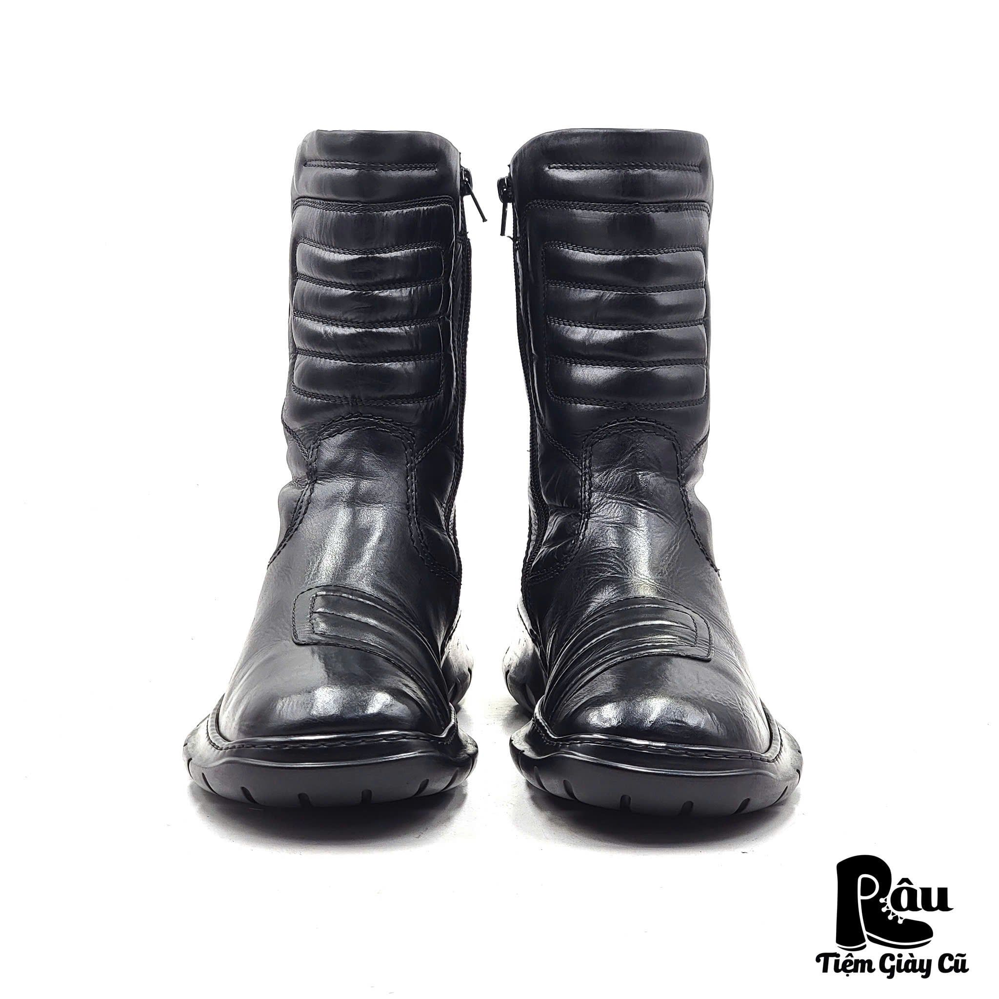  |SIZE 43| BLACK SIDE-ZIP ANKLE BIKER BOOT AX43-8197 