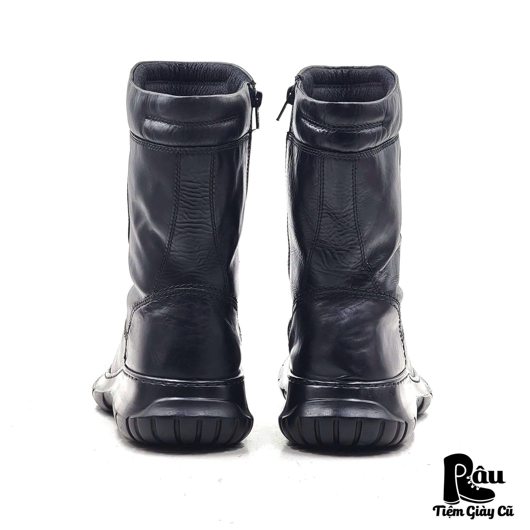  |SIZE 43| BLACK SIDE-ZIP ANKLE BIKER BOOT AX43-8197 