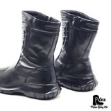  |SIZE 43| BLACK SIDE-ZIP ANKLE BIKER BOOT AX43-8197 