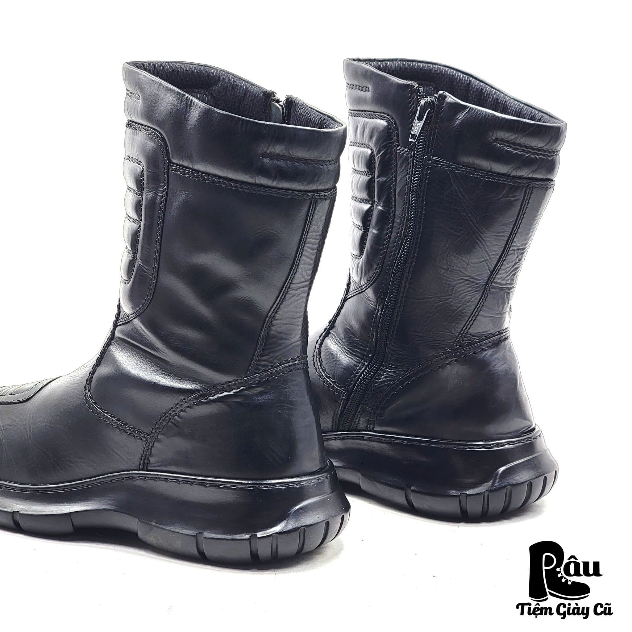  |SIZE 43| BLACK SIDE-ZIP ANKLE BIKER BOOT AX43-8197 