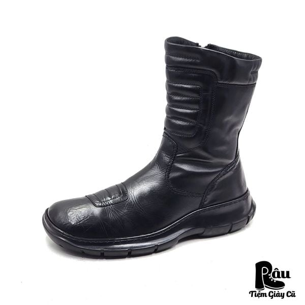  |SIZE 43| BLACK SIDE-ZIP ANKLE BIKER BOOT AX43-8197 