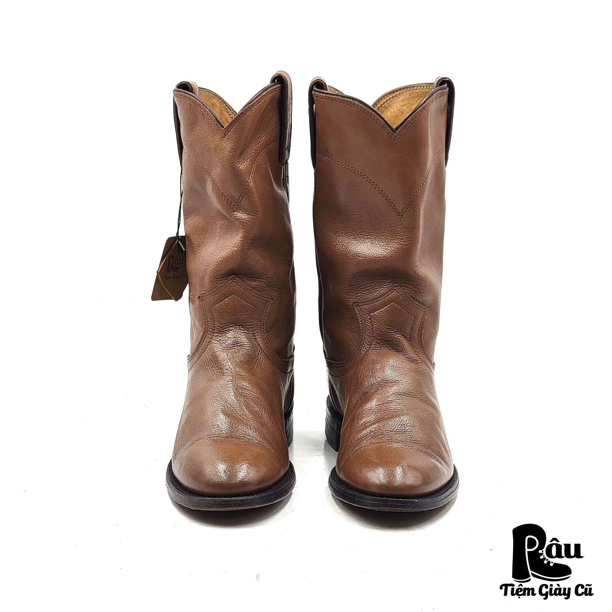  |SIZE 37.5| JUSTIN 3741 TAN CORONA CLASSIC WESTERN ROPER BOOT AX37.5-8203 