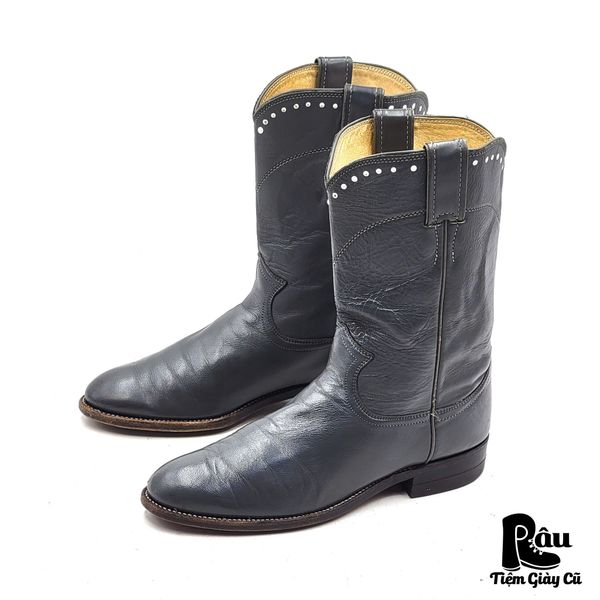  |SIZE 37.5| JUSTIN L3056 GRAY CLASSIC WESTERN ROPER BOOT AX37.5-8205 