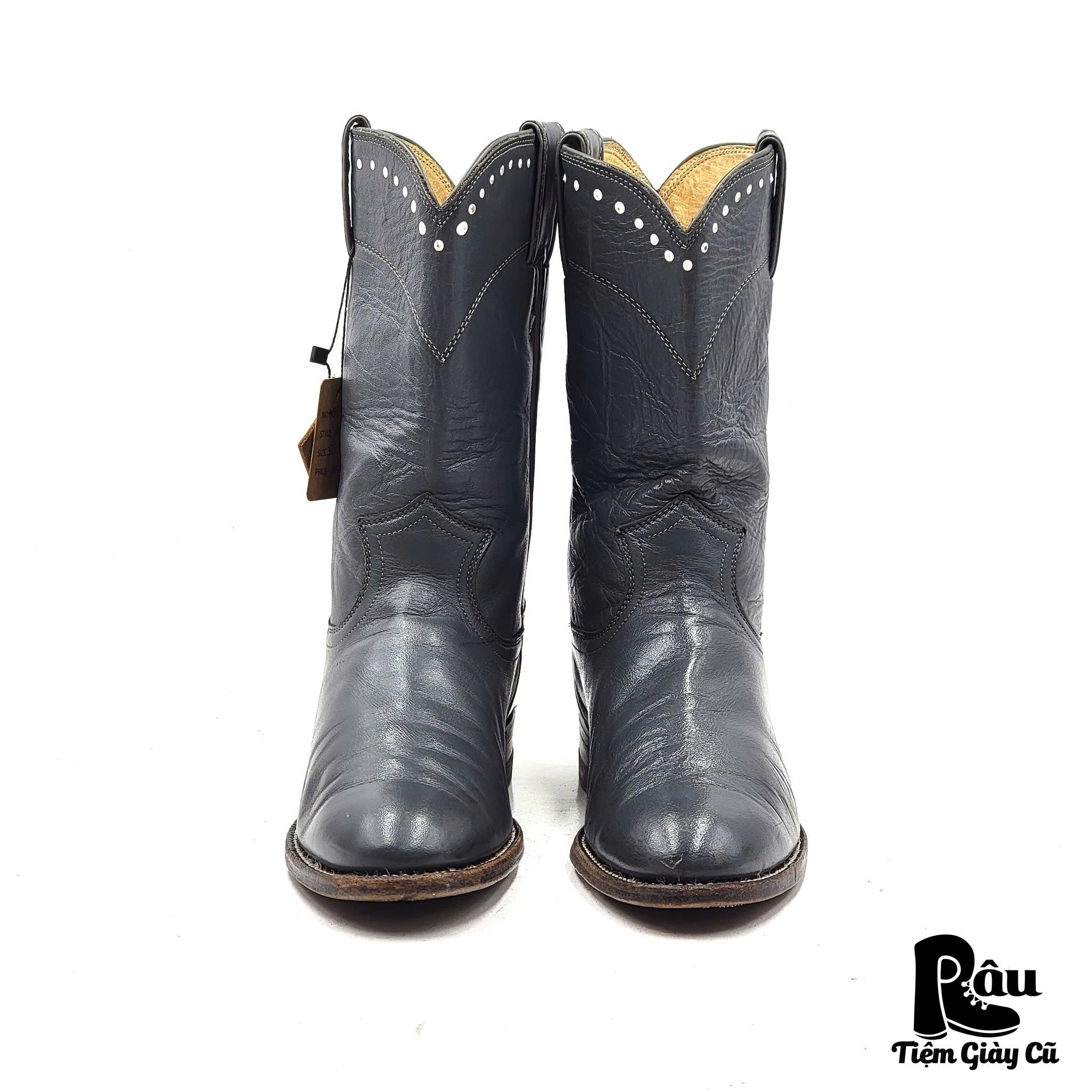  |SIZE 37.5| JUSTIN L3056 GRAY CLASSIC WESTERN ROPER BOOT AX37.5-8205 