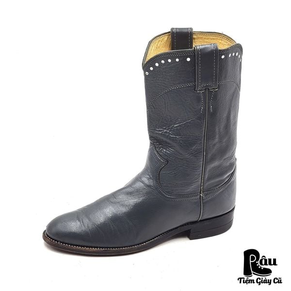  |SIZE 37.5| JUSTIN L3056 GRAY CLASSIC WESTERN ROPER BOOT AX37.5-8205 