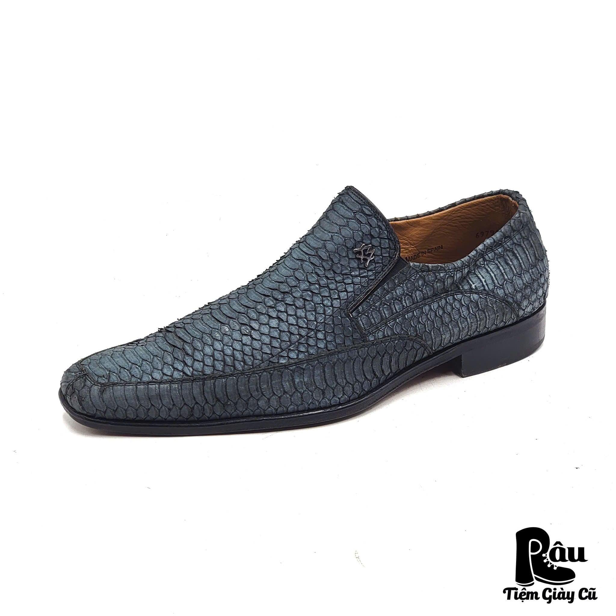  |SIZE 43| MEZLAN IZANO BLUE SNAKESKIN VENETIAN DRESS SHOES AX43-8202 