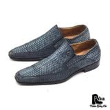  |SIZE 43| MEZLAN IZANO BLUE SNAKESKIN VENETIAN DRESS SHOES AX43-8202 
