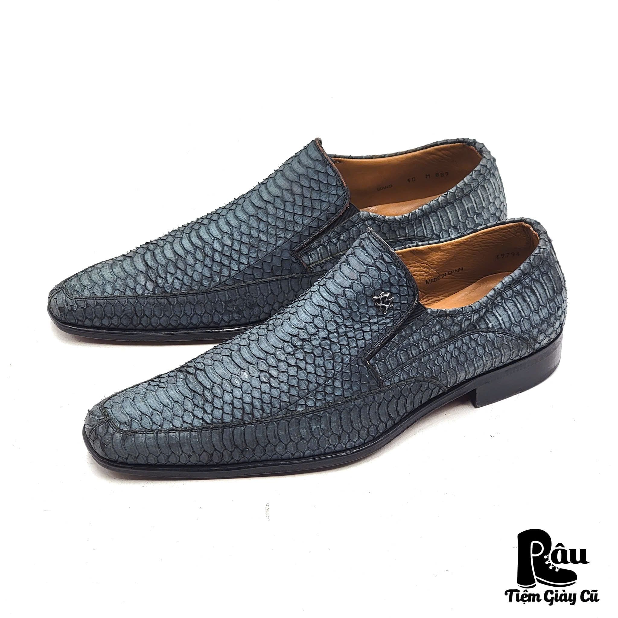  |SIZE 43| MEZLAN IZANO BLUE SNAKESKIN VENETIAN DRESS SHOES AX43-8202 