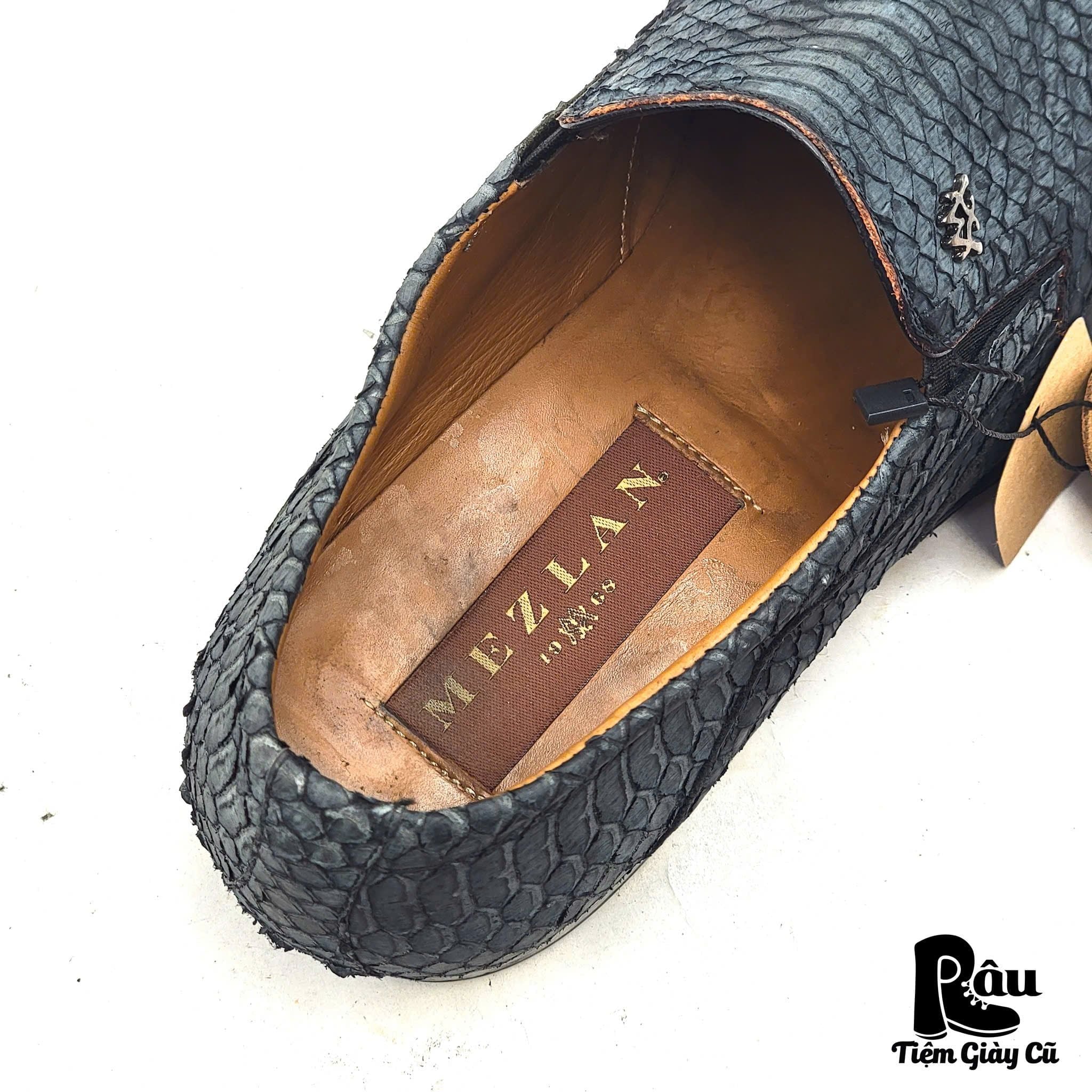  |SIZE 43| MEZLAN IZANO BLUE SNAKESKIN VENETIAN DRESS SHOES AX43-8202 