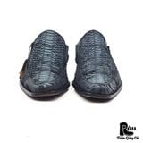  |SIZE 43| MEZLAN IZANO BLUE SNAKESKIN VENETIAN DRESS SHOES AX43-8202 