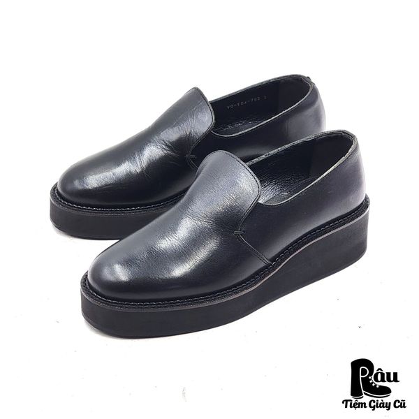  |SIZE 37| Y'S SS2016 YO-E04-702 BLACK PLATFORM SLIP-ON SHOES Z37-8218 