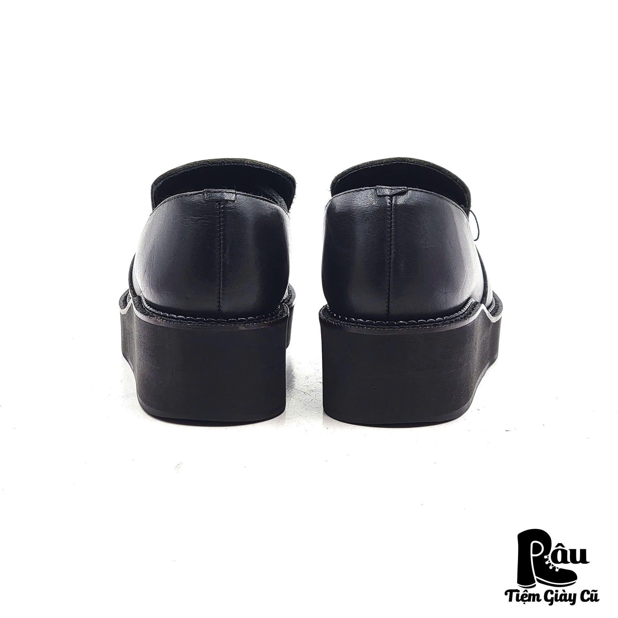  |SIZE 37| Y'S SS2016 YO-E04-702 BLACK PLATFORM SLIP-ON SHOES Z37-8218 