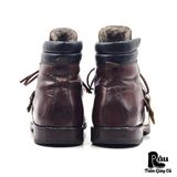  |SIZE 42| MOMA BROWN VEGTAN FUR-LINED BUCKLE ANKLE LACE-UP BOOT Z42-8243 