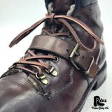  |SIZE 42| MOMA BROWN VEGTAN FUR-LINED BUCKLE ANKLE LACE-UP BOOT Z42-8243 