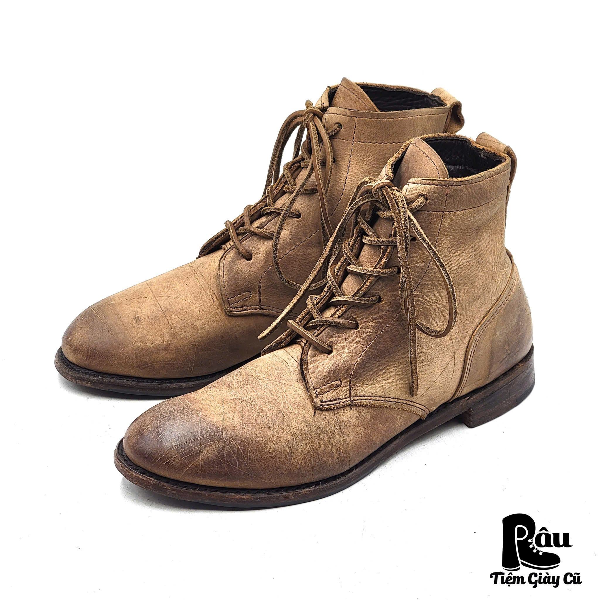 |SIZE 39| VINTAGE SHOE COMPANY VS2301 LILLY BROWN DISTRESSED LACE-UP BOOT AX39-8225 