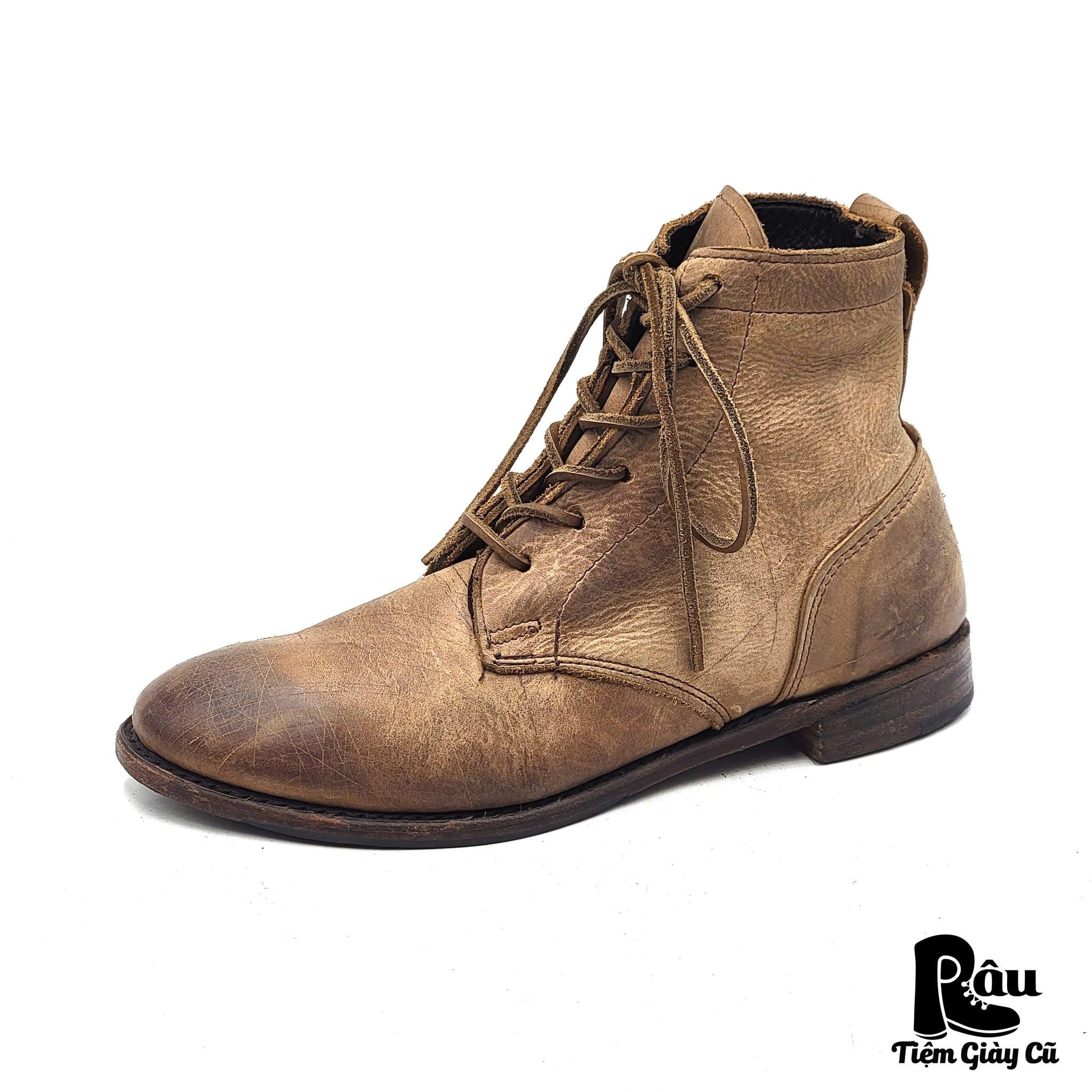  |SIZE 39| VINTAGE SHOE COMPANY VS2301 LILLY BROWN DISTRESSED LACE-UP BOOT AX39-8225 