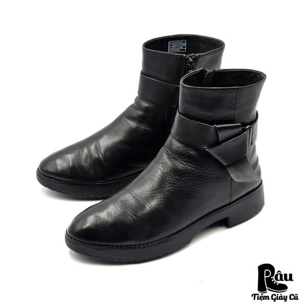  |SIZE 37| FITFLOP BLACK KNOT SIDE-ZIP ANKLE BOOT AX37-8240 