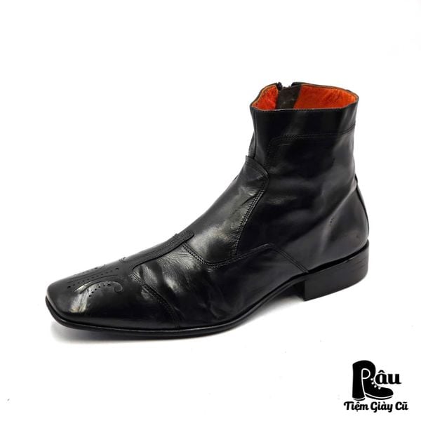  |SIZE 40| JONES BOOTMAKER BLACK SIDE-ZIP DRESS BOOT Z40-8251 