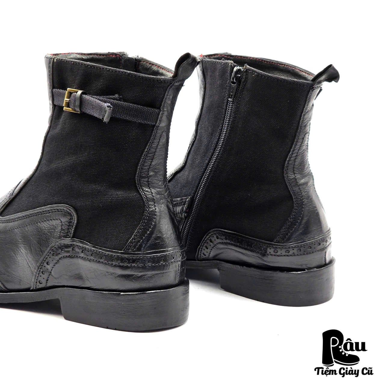  |SIZE 43| DIESEL VINTAGE BLACK WINGTIP BROGUE SIDE-ZIP DRESS BOOT Z43-8275 