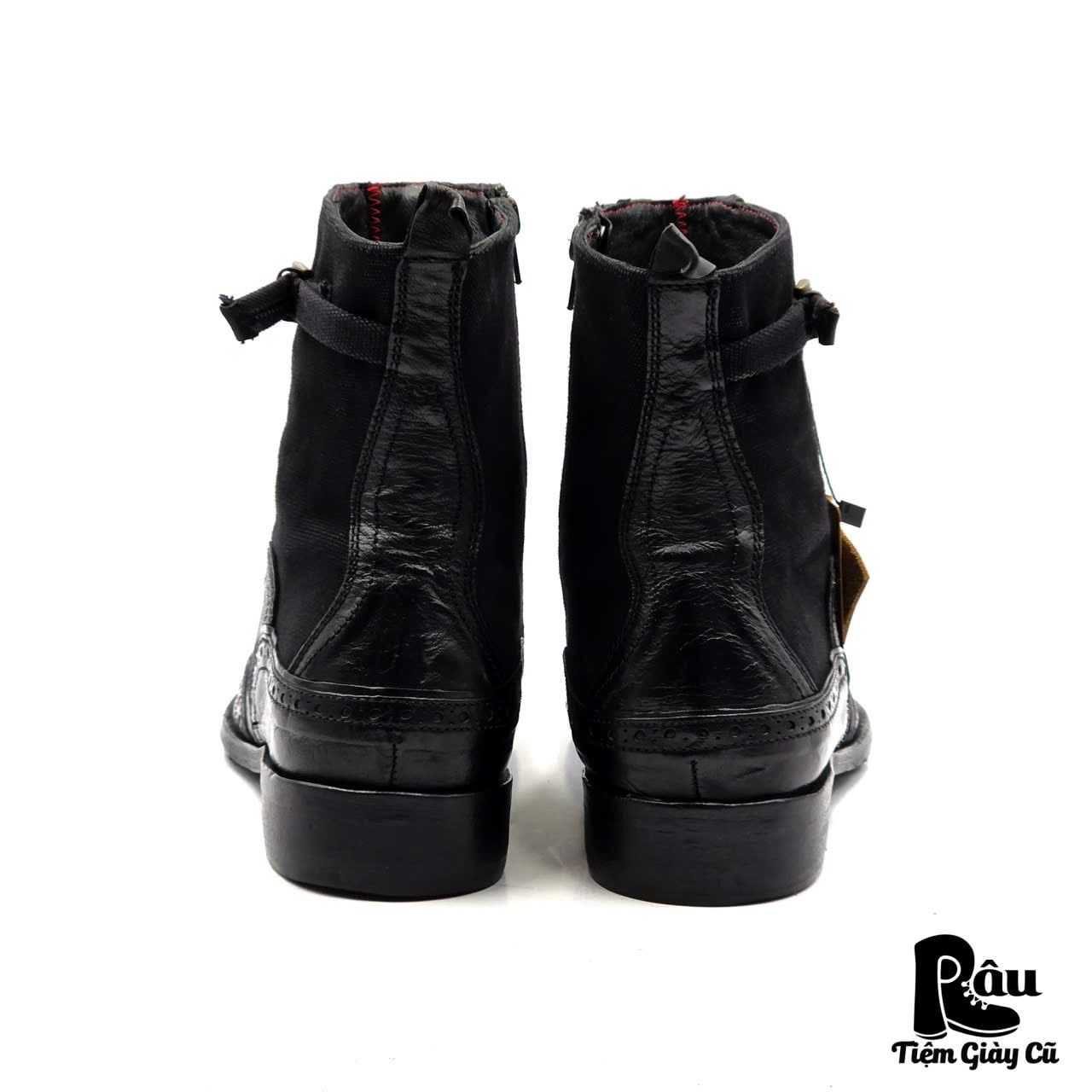  |SIZE 43| DIESEL VINTAGE BLACK WINGTIP BROGUE SIDE-ZIP DRESS BOOT Z43-8275 