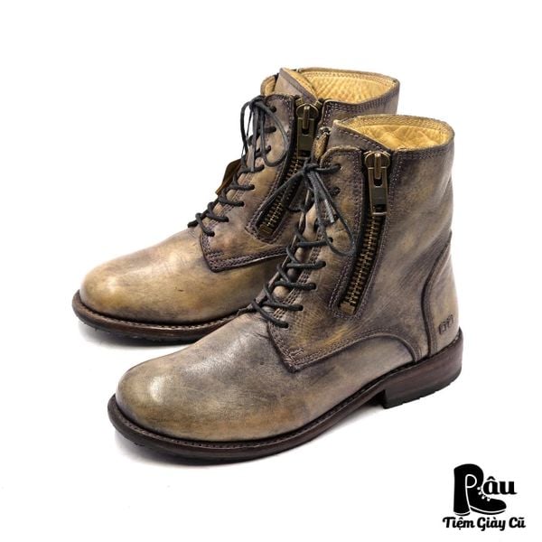  |SIZE 38.5| BED|STÜ TACTIC DISTRESSED SIDE-ZIP LACE-UP BOOT Z38.5-8276 