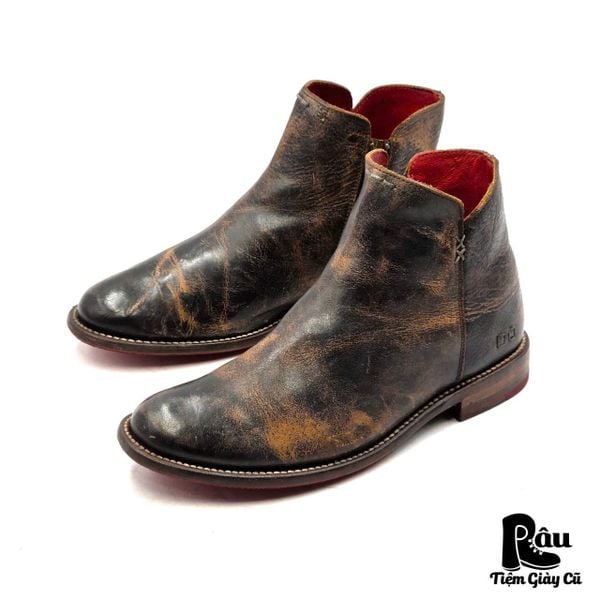  |SIZE 39| BED|STÜ YURISA BLACK RUSTIC SIDE-ZIP ANKLE BOOT Z39-8277 