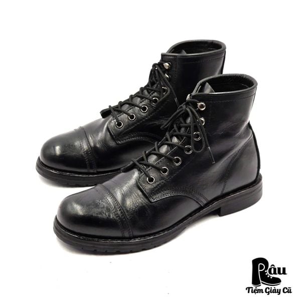  |SIZE 39| HAWKINS HL90036 BLACK CAP-TOE LACE-UP BOOT Z39-8282 