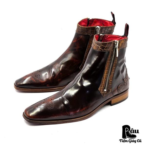  |SIZE 38.5| JEFFERY WEST MUSE SCARFACE K037 DOUBLE SIDE-ZIP ANKLE BOOT Z38.5-8332 