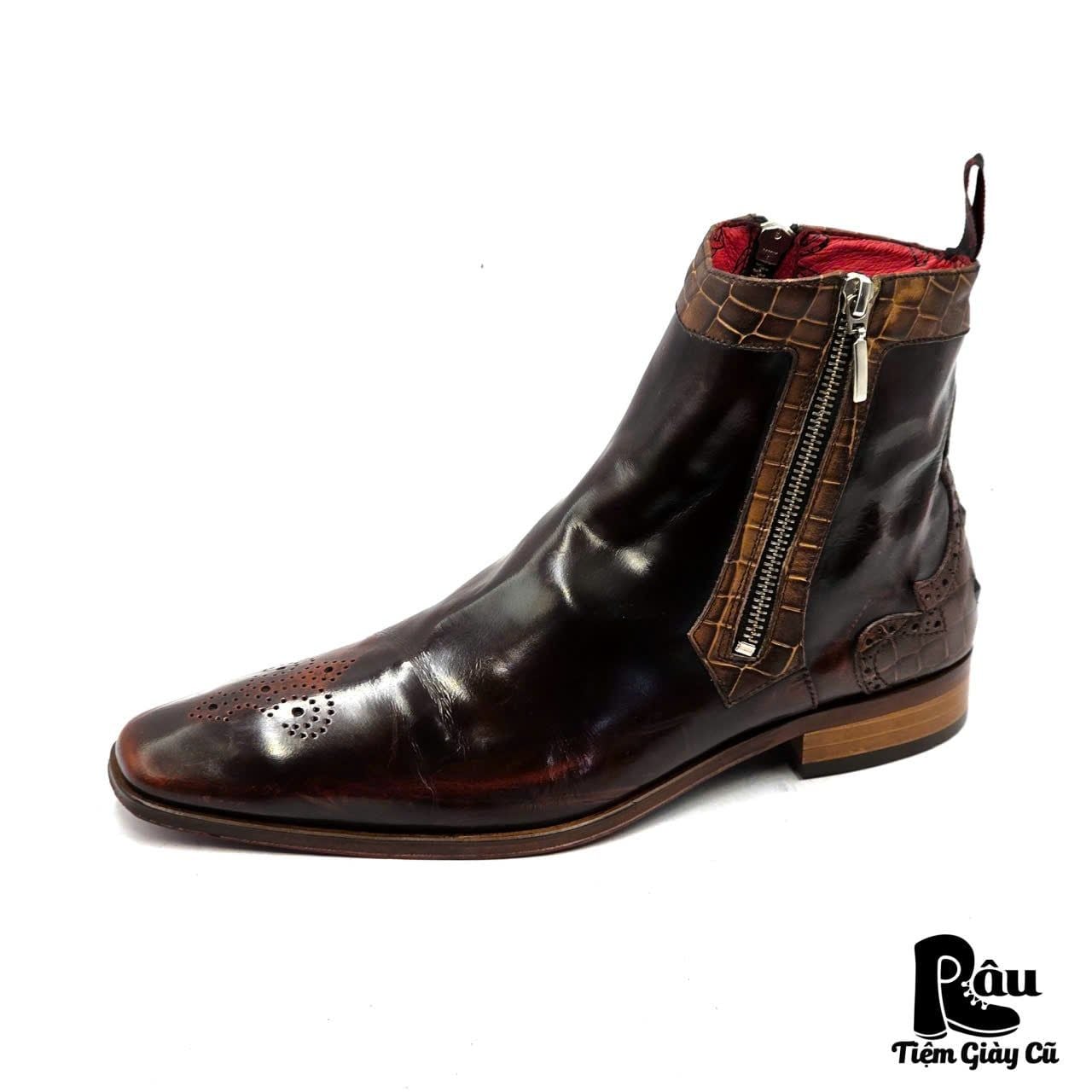  |SIZE 38.5| JEFFERY WEST MUSE SCARFACE K037 DOUBLE SIDE-ZIP ANKLE BOOT Z38.5-8332 