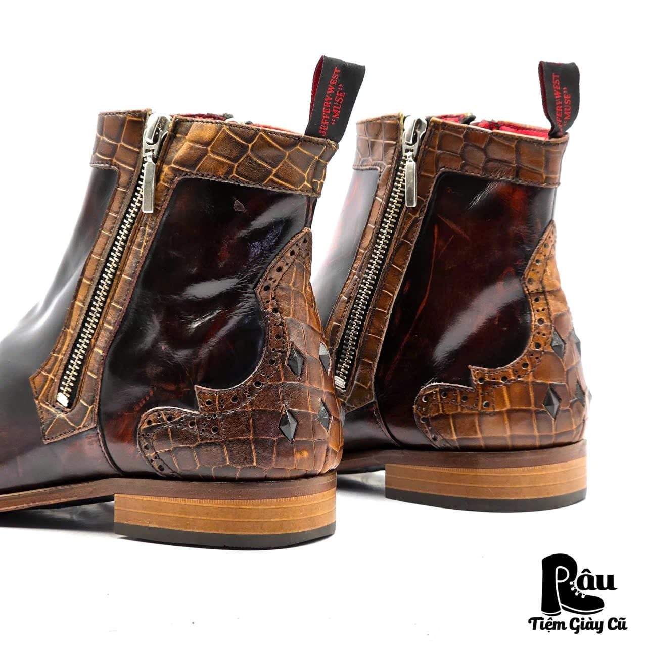  |SIZE 38.5| JEFFERY WEST MUSE SCARFACE K037 DOUBLE SIDE-ZIP ANKLE BOOT Z38.5-8332 