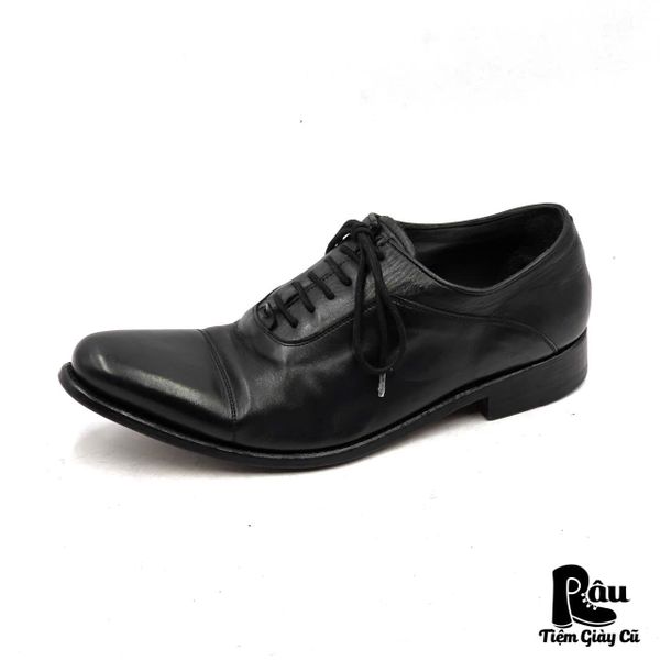  |SIZE 42| N.D.C HANDMADE BLACK POINTED 6-EYE OXFORD SHOES Z42-8354 