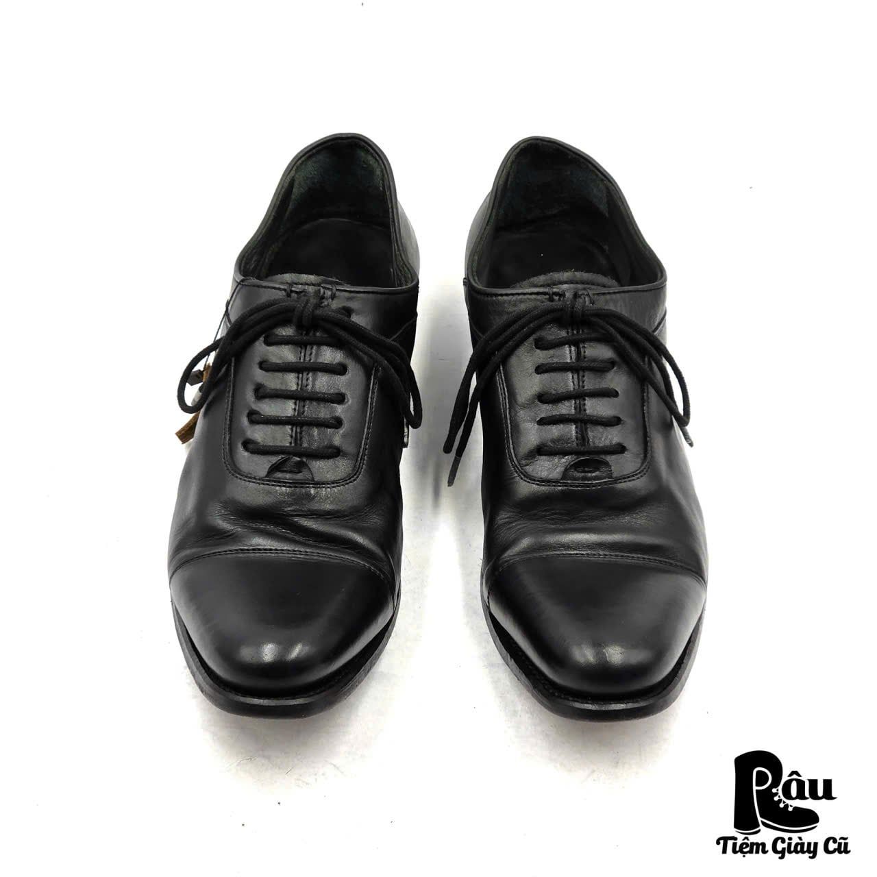  |SIZE 42| N.D.C HANDMADE BLACK POINTED 6-EYE OXFORD SHOES Z42-8354 